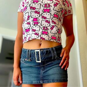 Y2K hello kitty top denim mini fit